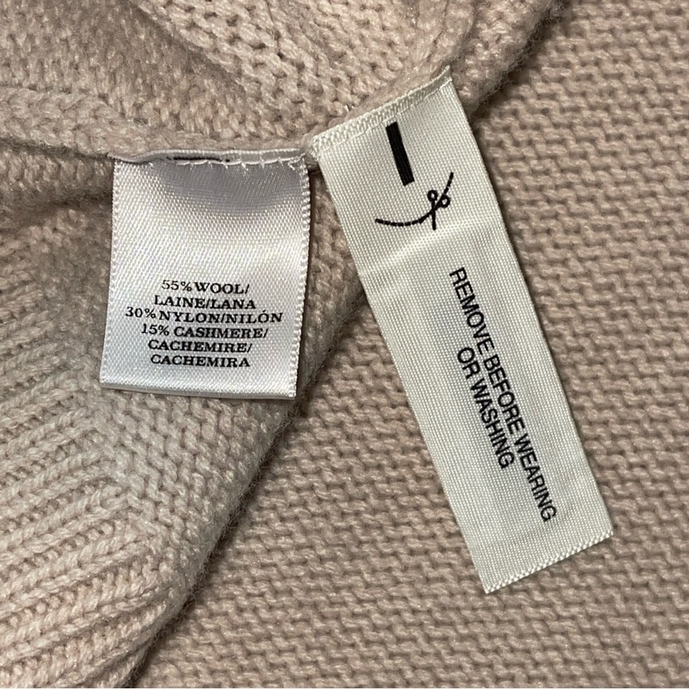 Ann Taylor Cashmere Wool Blend Size Large Tan Sweater Oatmeal Boat Neck Cable - Picture 3 of 9